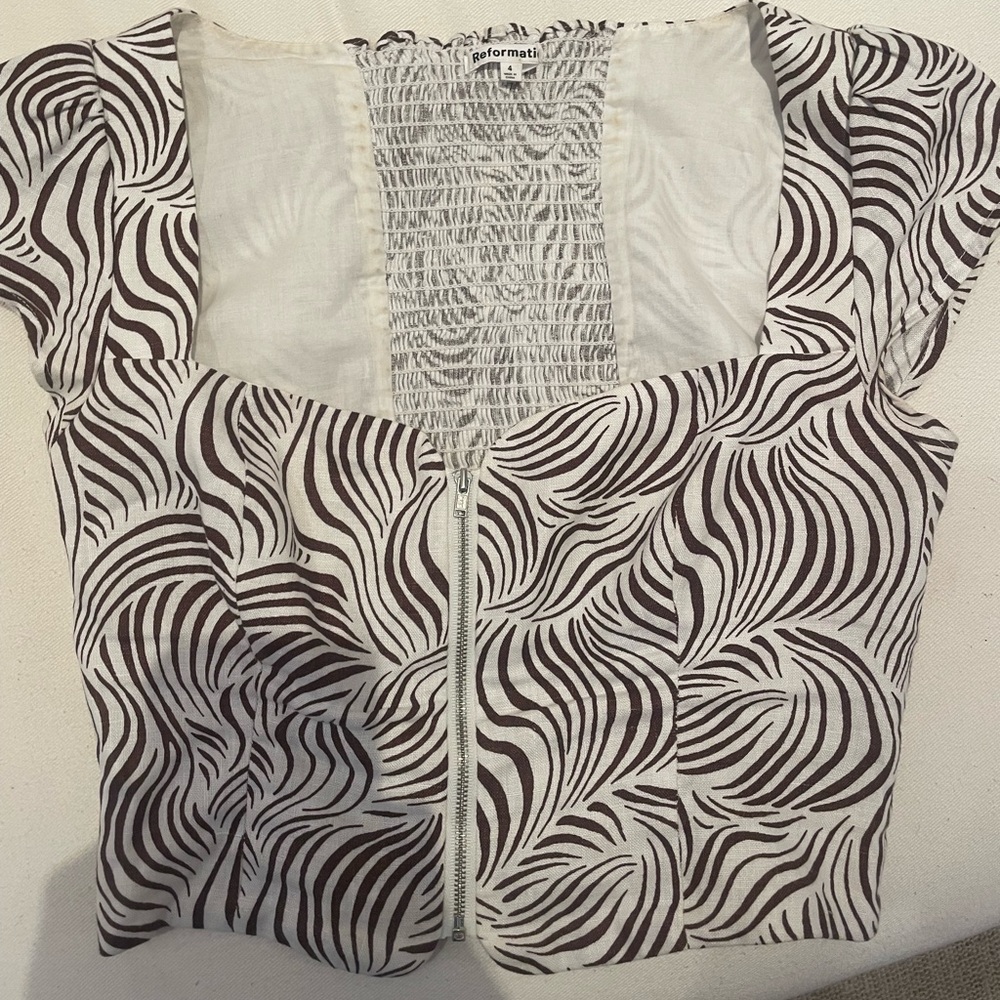Reformation Top Zebra Zipper